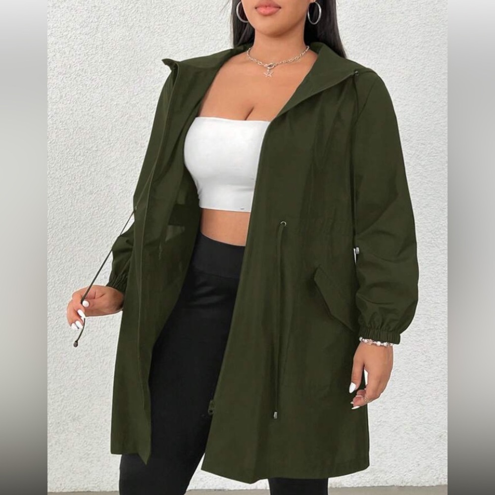 SHEIN EZWear Plus Size Women’s Raincoat, Hooded, Lightweight, Waterproof